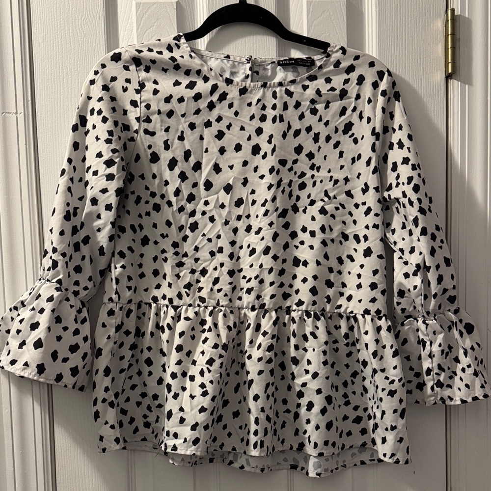 SHEIN Black and White Polka Dot Blouse
